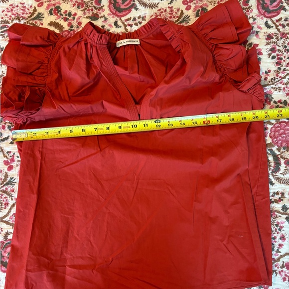 Ulla Johnson Flutter Sleeve Split Neck Top - Picture 8 of 13